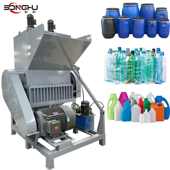 PVC Pet Barrels/Pipes/Pallets Crusher Waste Plastic Bottles Washing Drying and Crushing Machine